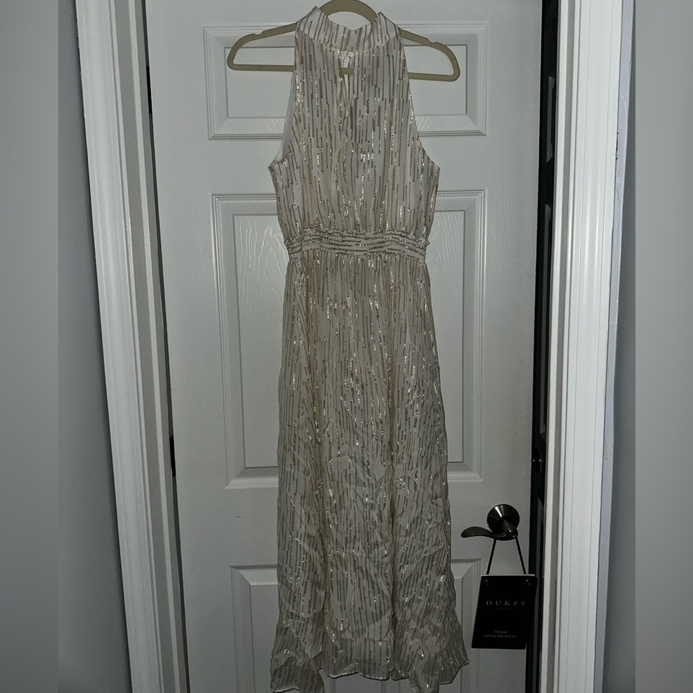 DREW Cream Maxi Dress with Shimmer